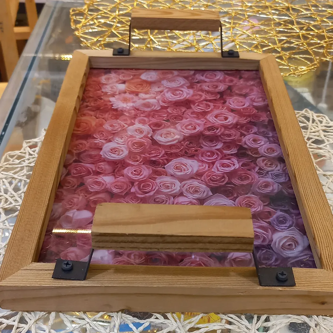 سینی پذیرایی دسته دار چوب ترمو ضد آب